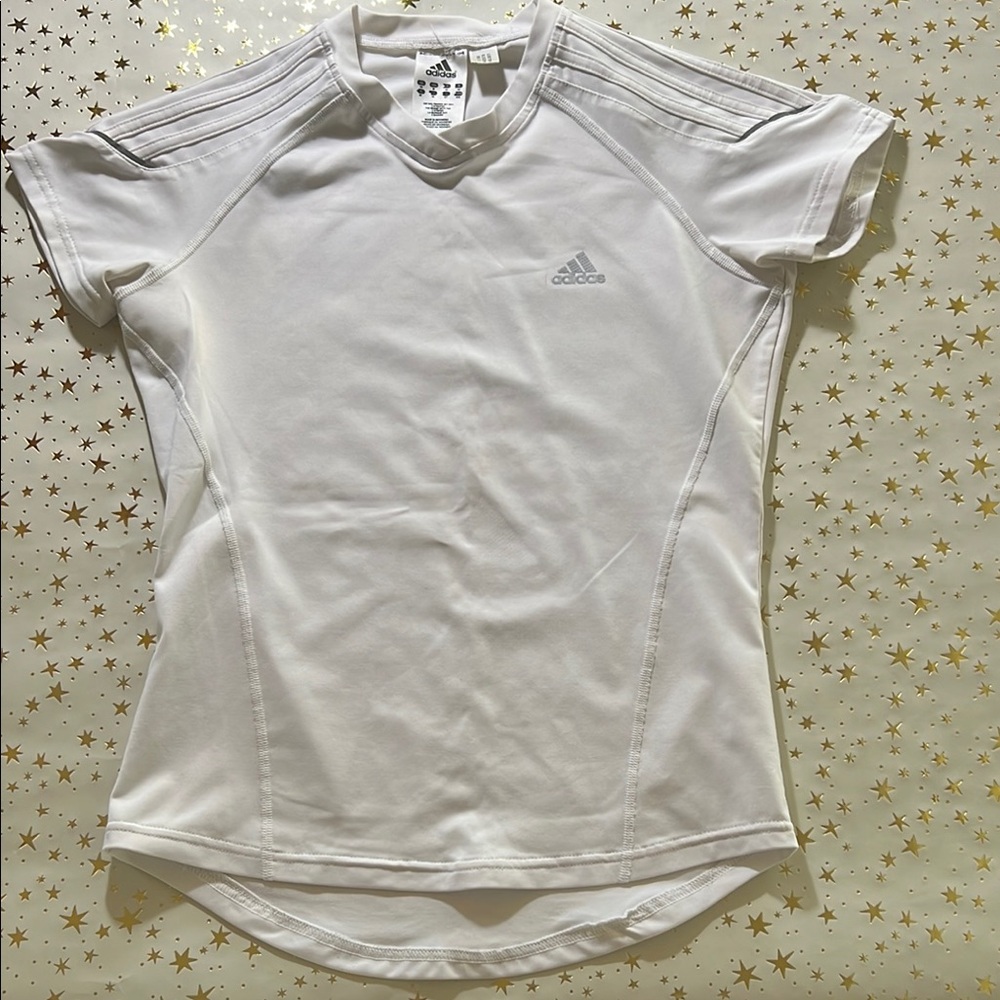 Adidas White Fitted Polo Jersey with Short Sleeves